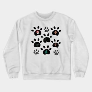 Paw print with Christmas symbols ugly christmas sweater Crewneck Sweatshirt